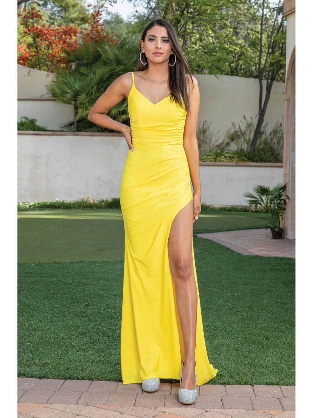NEW YELLOW Evening Gown Floor Length Formal Elegant Stunning 4288